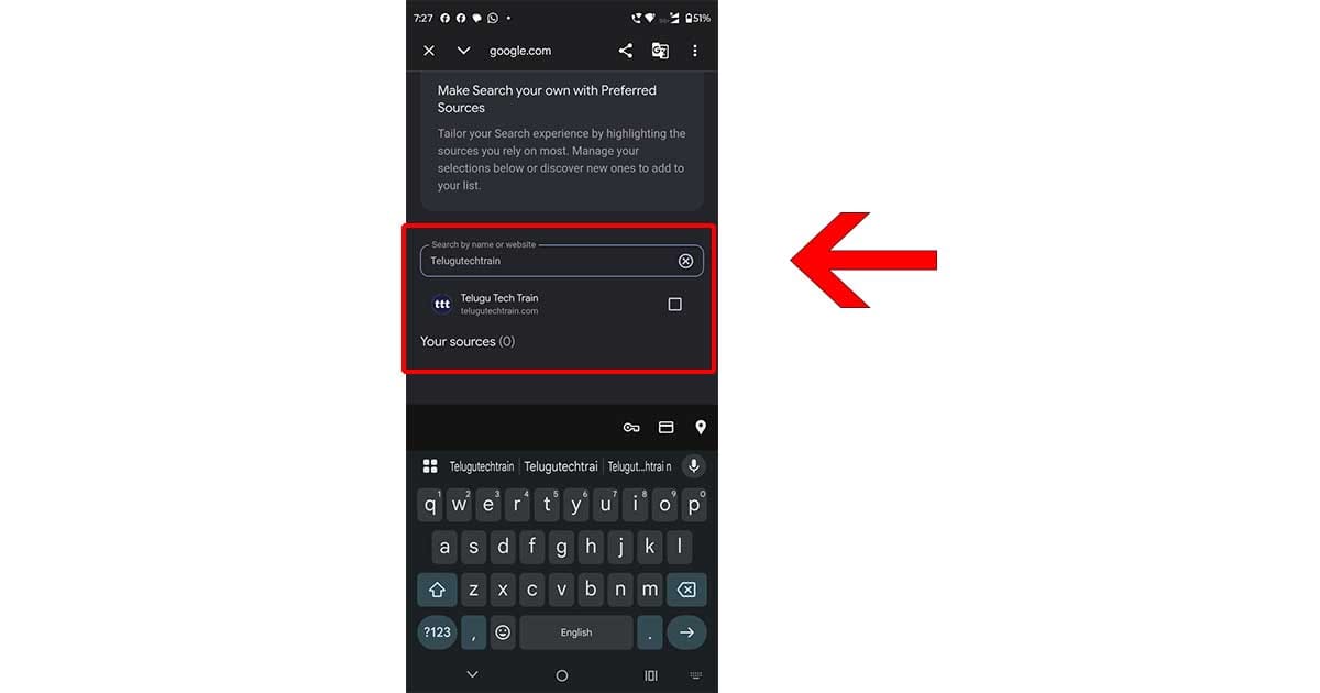Preferred Sources Featured options screenshot